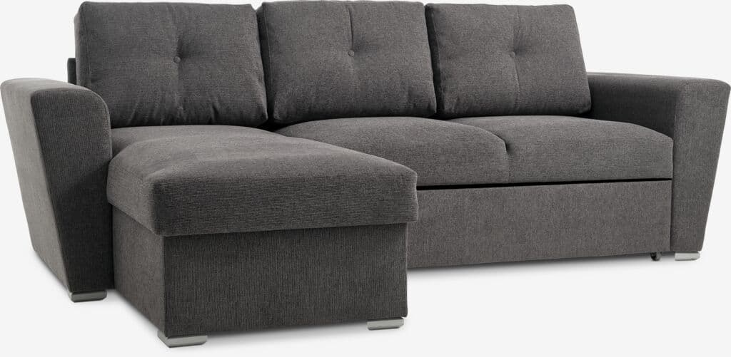 Sofá-cama chaise-longue VEJLBY tecido cinzento escuro