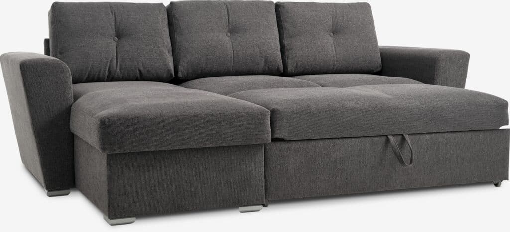 Sofá-cama chaise-longue VEJLBY tecido cinzento escuro