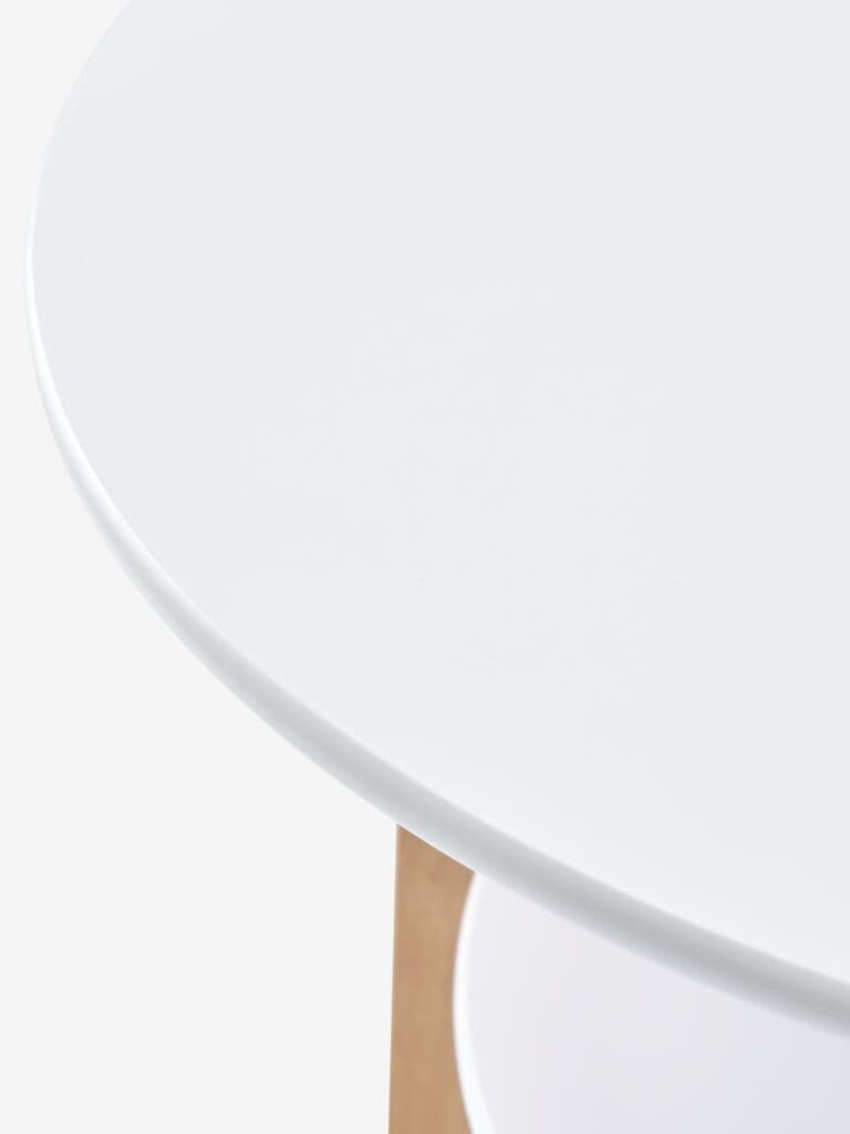 Mesa de centro JEGIND Ø80 com prateleira branco/natural