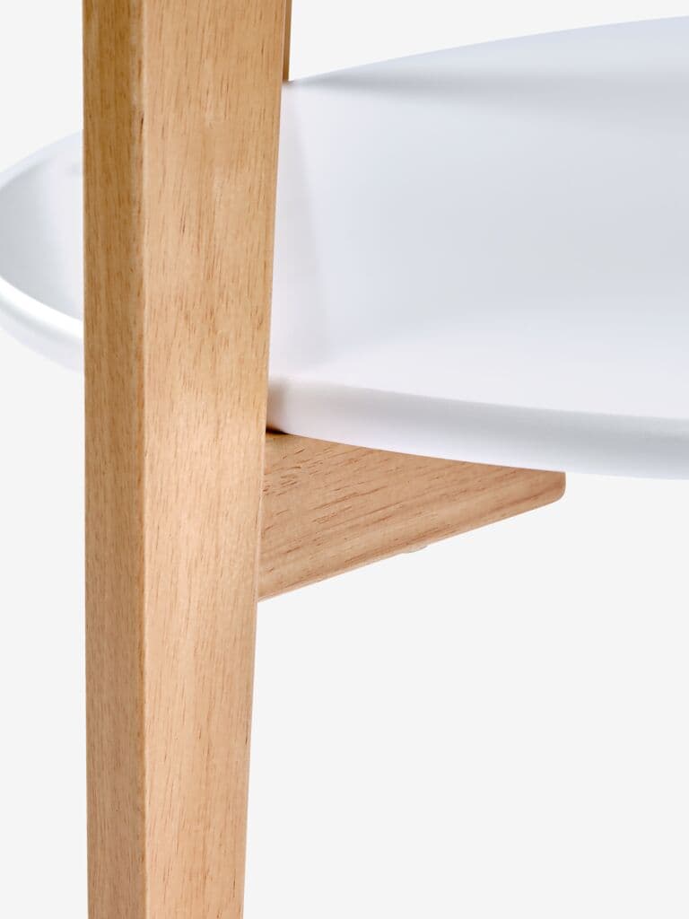 Mesa de centro JEGIND Ø80 com prateleira branco/natural