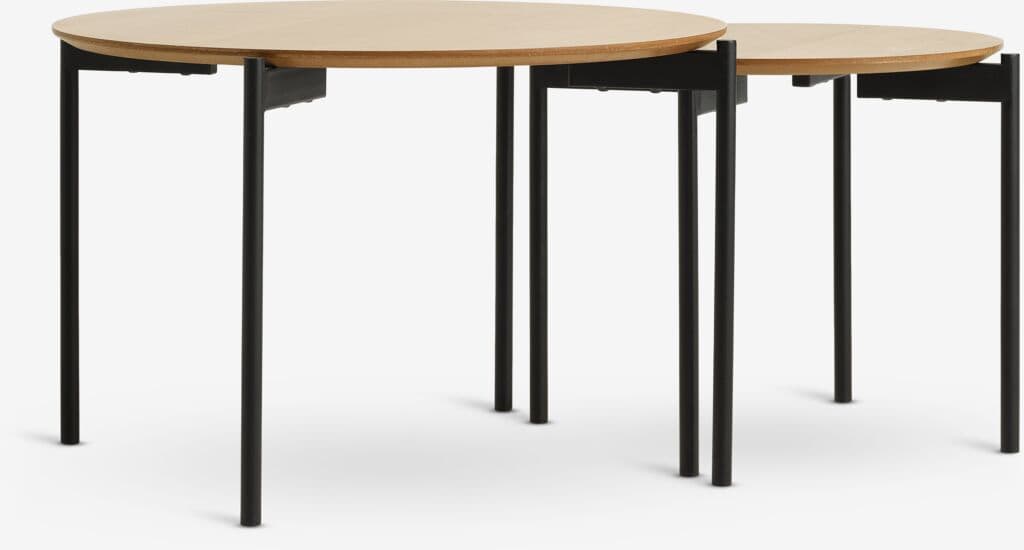 Conjunto de mesas BRABRAND Ø70/50 natural/preto 2 unidades