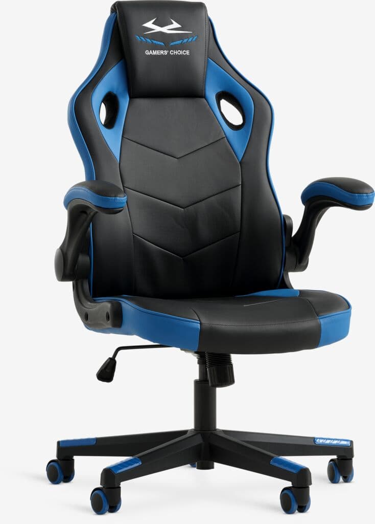 Cadeira gaming VOJENS preto/pele sintética azul/malha