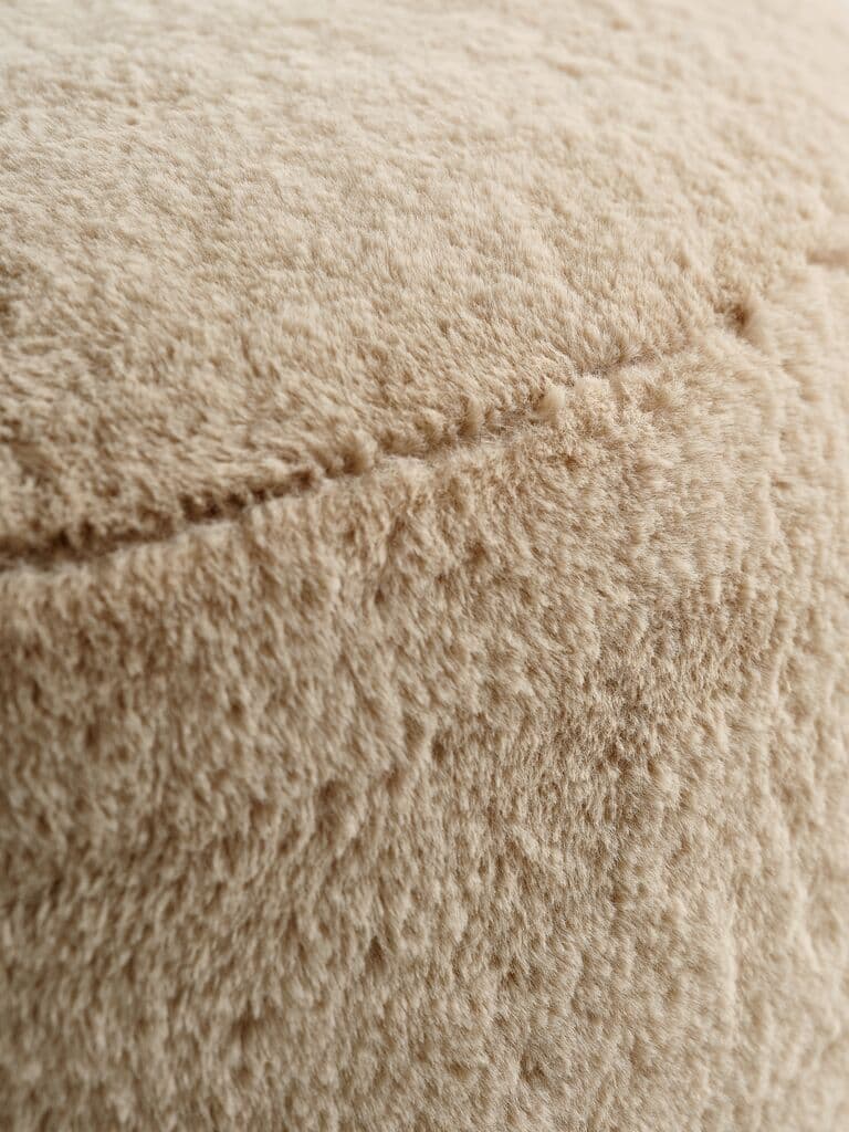 Pufe RAMSDAL Ø70 tecido teddy bege/cor carvalho
