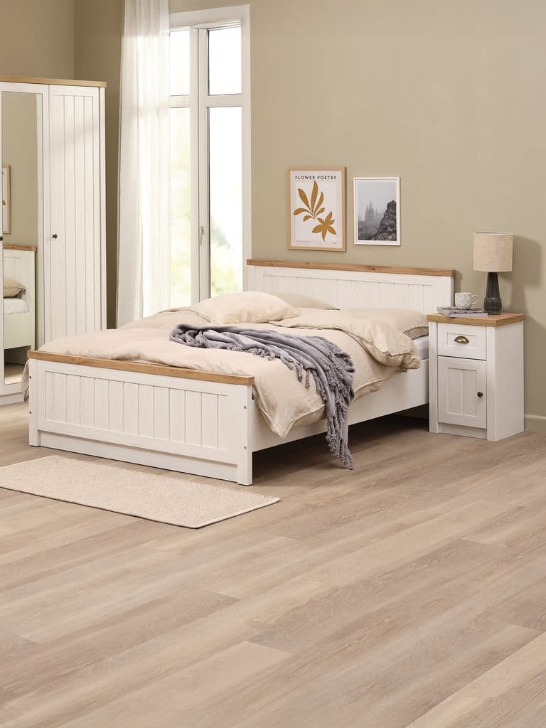 Estrutura de cama MARKSKEL 140x190 carvalho/branco