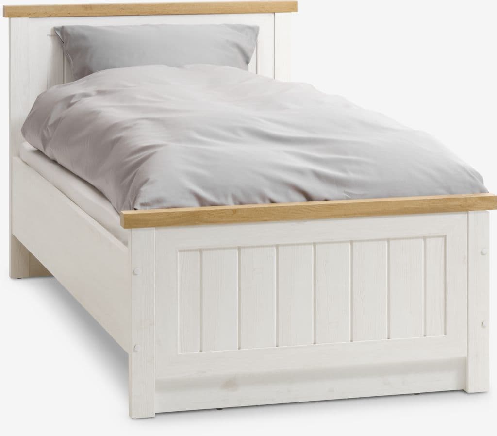Estrutura de cama MARKSKEL 90x200 carvalho/ branco