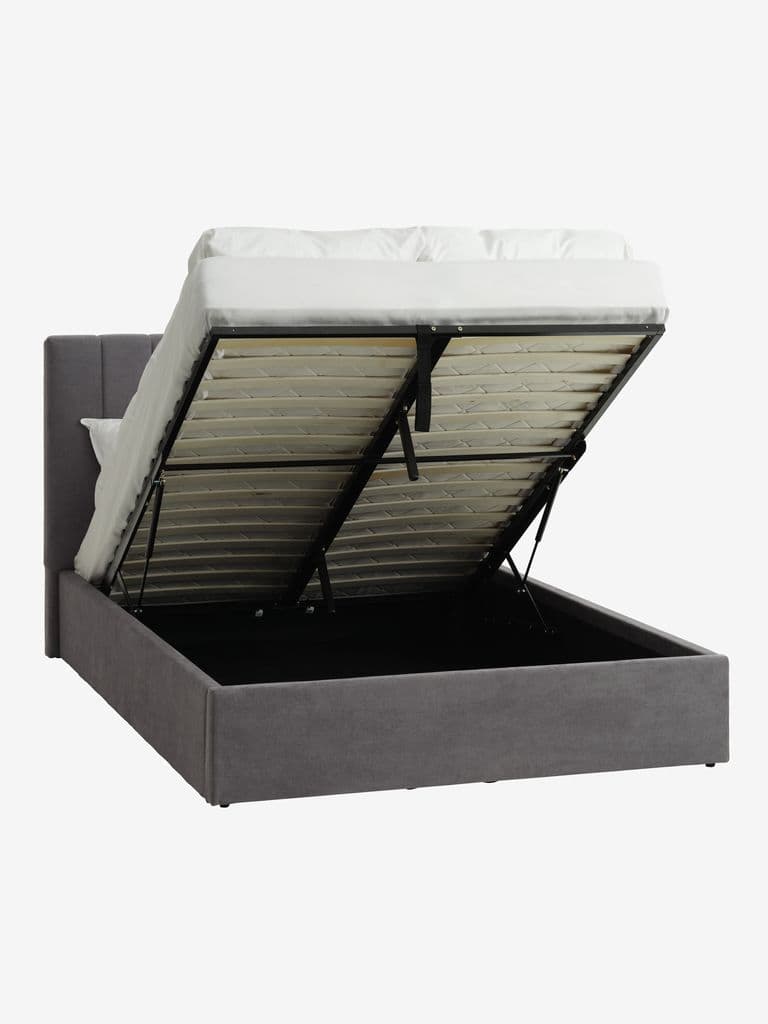 Estrutura de cama HASLEV com arrumação 135x190 cinz escuro