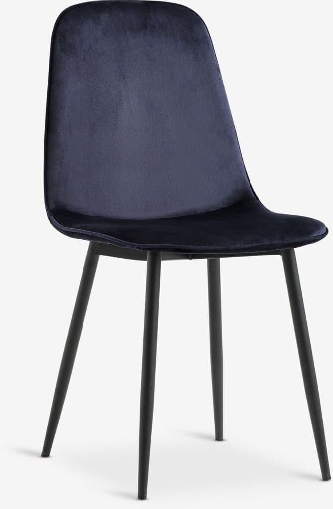 Cadeira de jantar BISTRUP veludo azul escuro