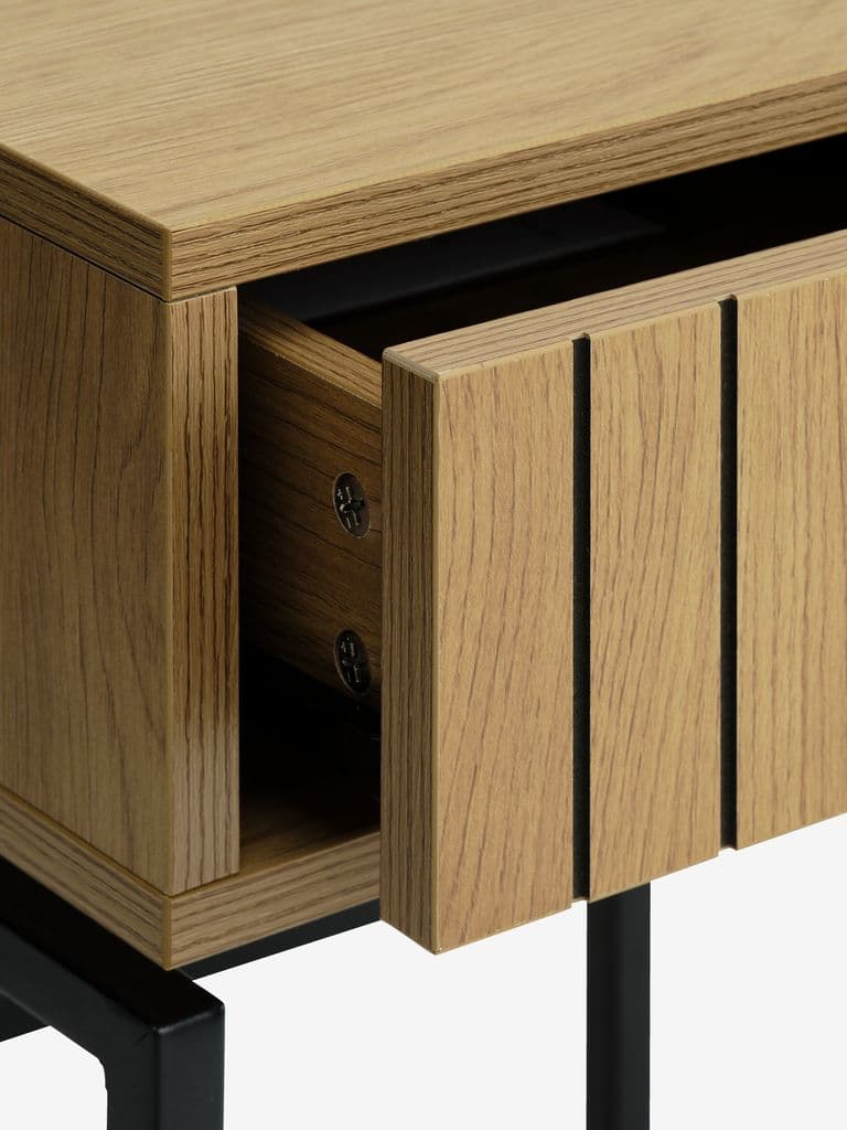 Mesa de cabeceira HEMDRUP 1 gaveta cor carvalho/preto