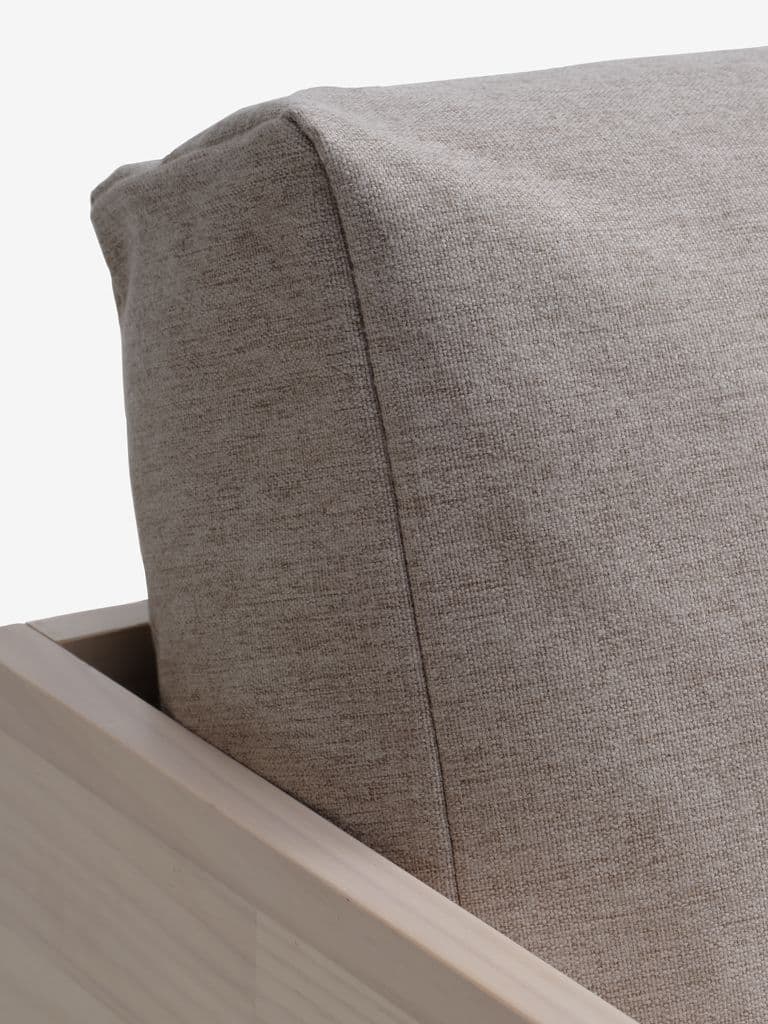 Chaise-longue SOLLERUP 204x78 tecido cinzento claro/pinho