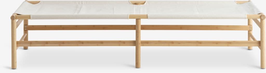 Chaise-longue FRYDENDAL 196X72 tecido bege/bambu