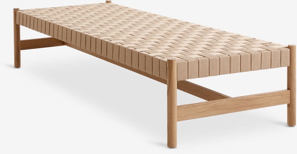 Chaise-longue VADEHAVET tecido natural/carvalho