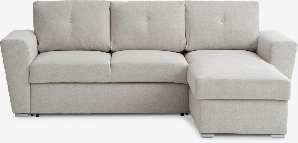 sofá-cama chaise-longue VEJLBY tecido areia claro