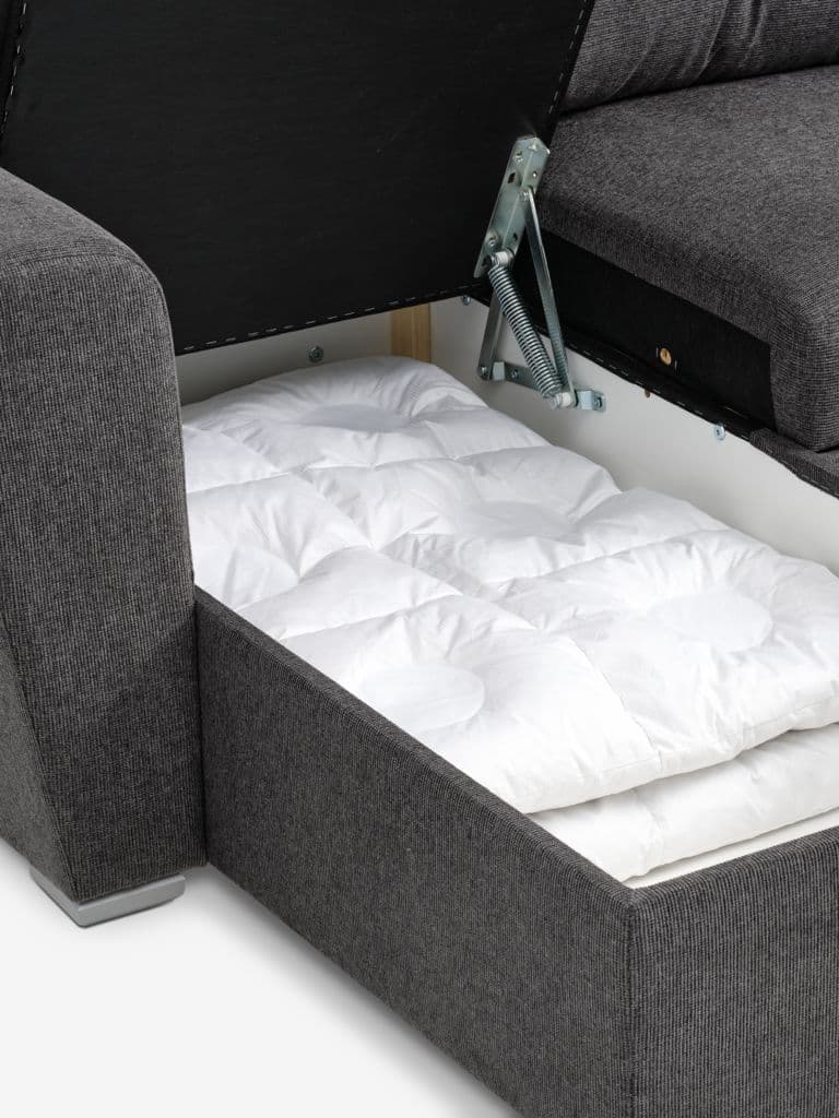 Sofá-cama chaise-longue VEJLBY tecido cinzento escuro