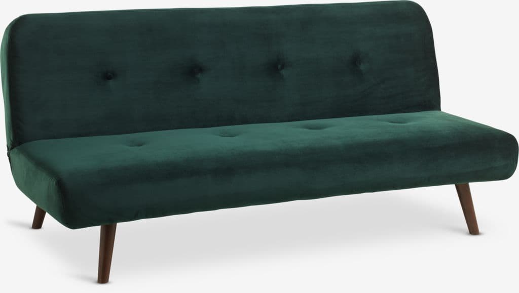 Sofá-cama JUVRE veludo verde escuro