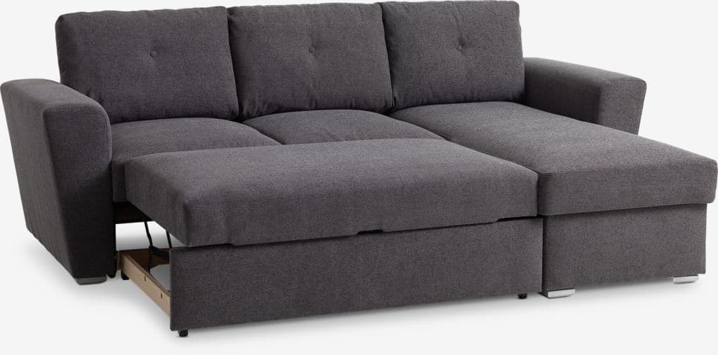 Sofá-cama chaise-longue VEJLBY tecido cinzento escuro