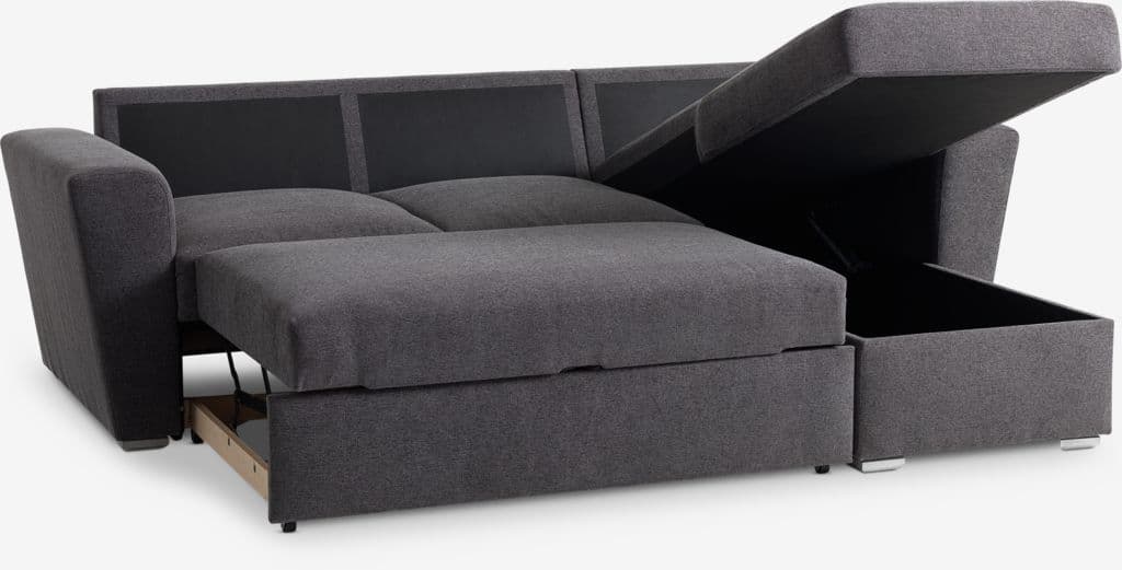 Sofá-cama chaise-longue VEJLBY tecido cinzento escuro