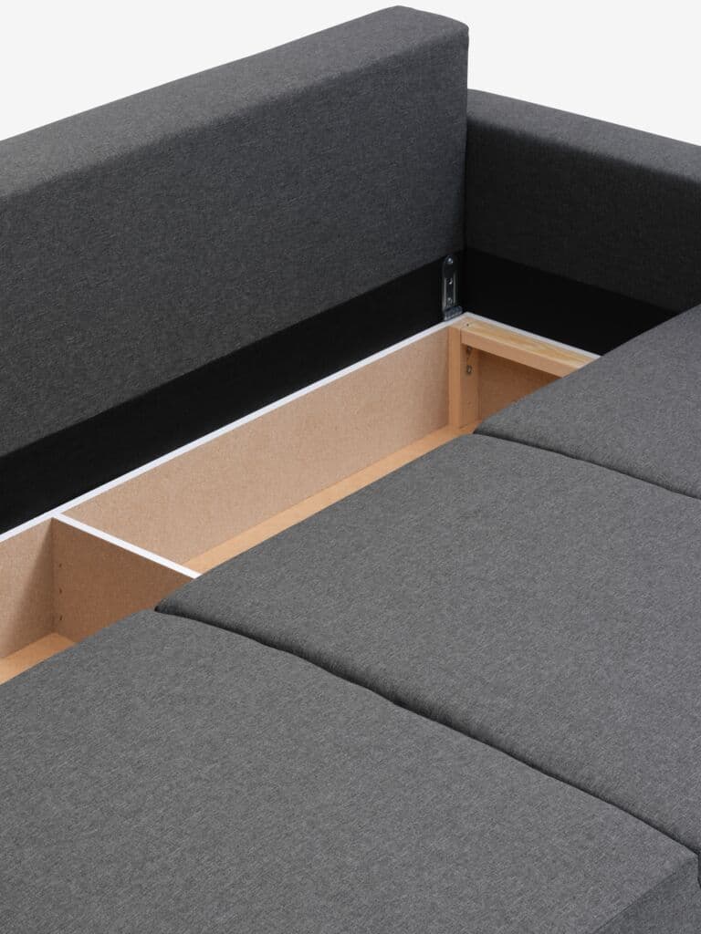 Sofá-cama MARSLEV 3 lugares tecido cinzento escuro