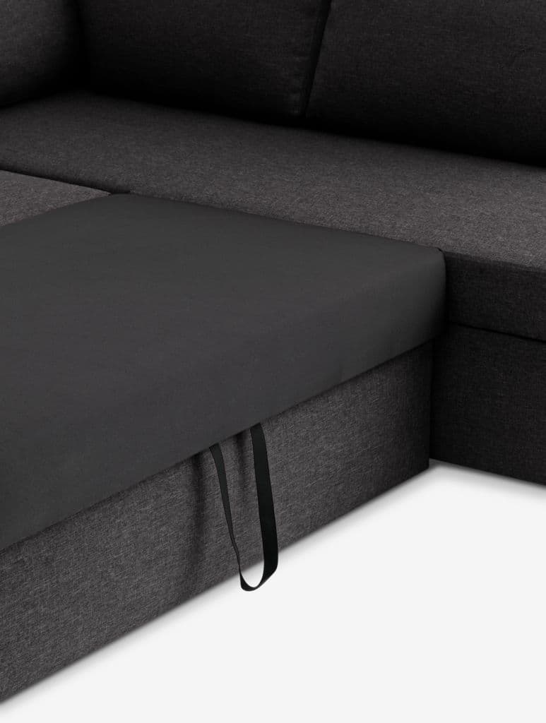 Sofá-cama de canto MARSLEV tecido cinzento escuro