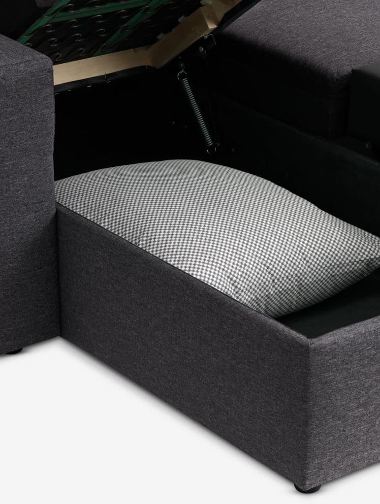 Sofá-cama de canto MARSLEV tecido cinzento escuro
