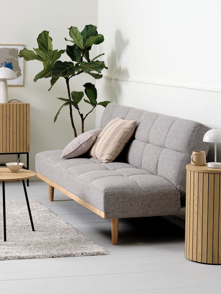 Sofá-cama NEJEDE tecido cinzento claro