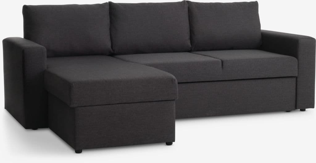 Sofá-cama chaise-longue MARSLEV tecido cinzento escuro