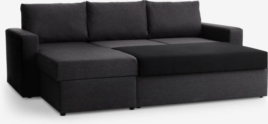 Sofá-cama chaise-longue MARSLEV tecido cinzento escuro