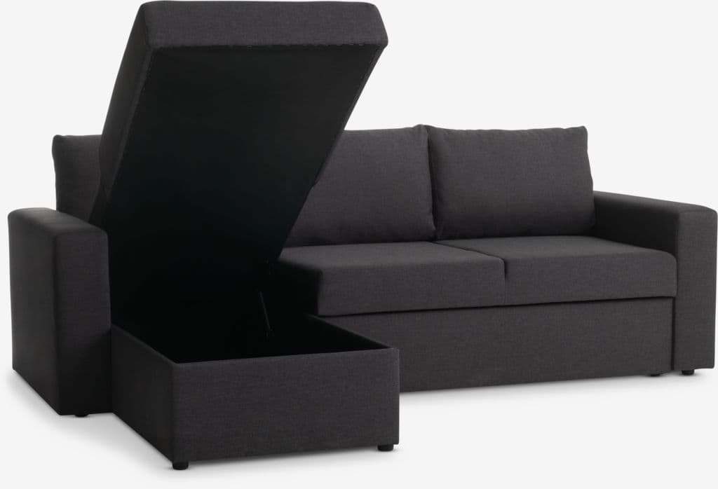 Sofá-cama chaise-longue MARSLEV tecido cinzento escuro
