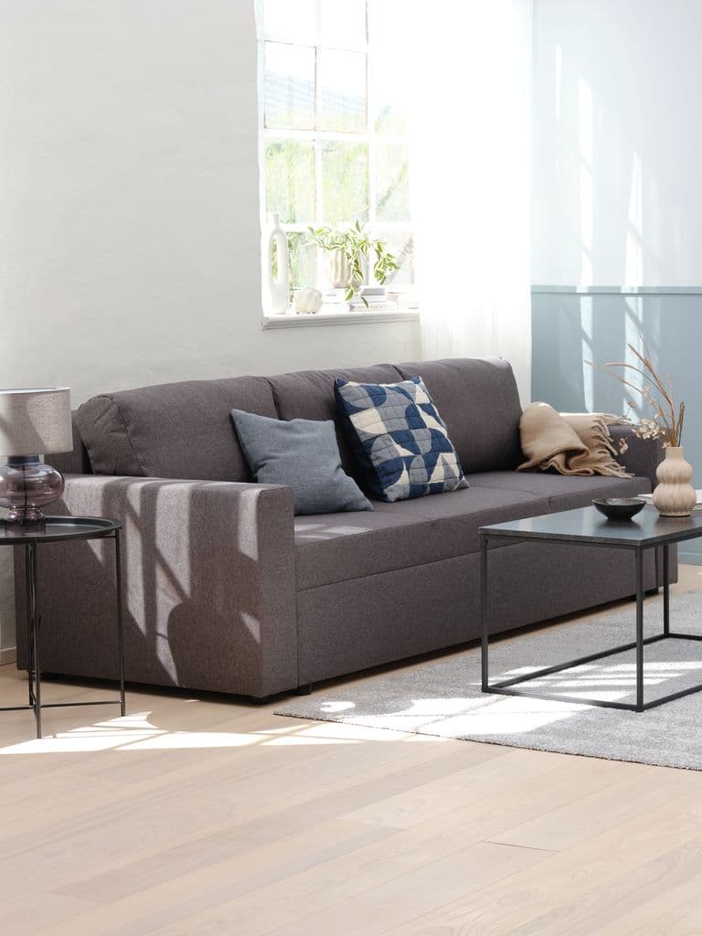 Sofá-cama MARSLEV 3 lugares tecido cinzento escuro