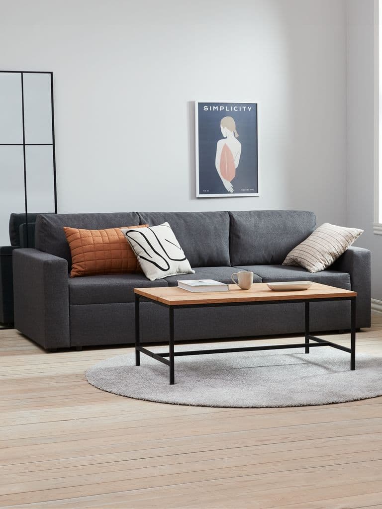 Sofá-cama MARSLEV 3 lugares tecido cinzento escuro