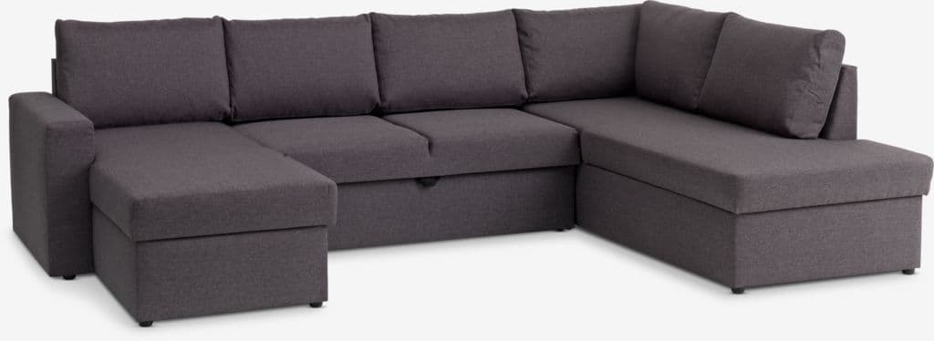 Sofá-cama de canto MARSLEV tecido cinzento escuro
