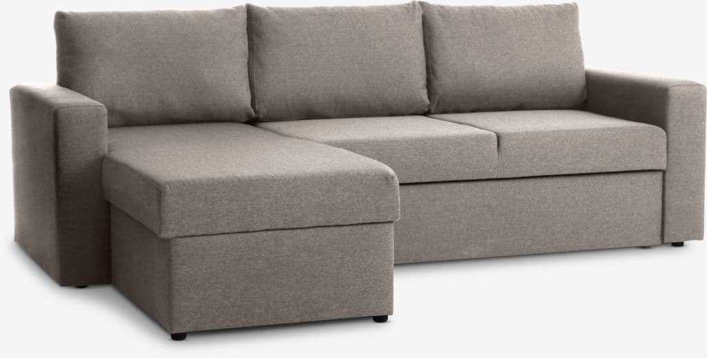 Sofá-cama chaise-longue MARSLEV tecido cinzento claro