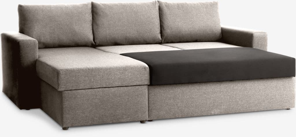 Sofá-cama chaise-longue MARSLEV tecido cinzento claro