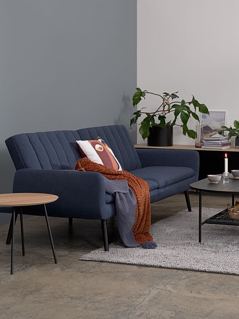 Sofá-cama HARNDRUP tecido azul escuro
