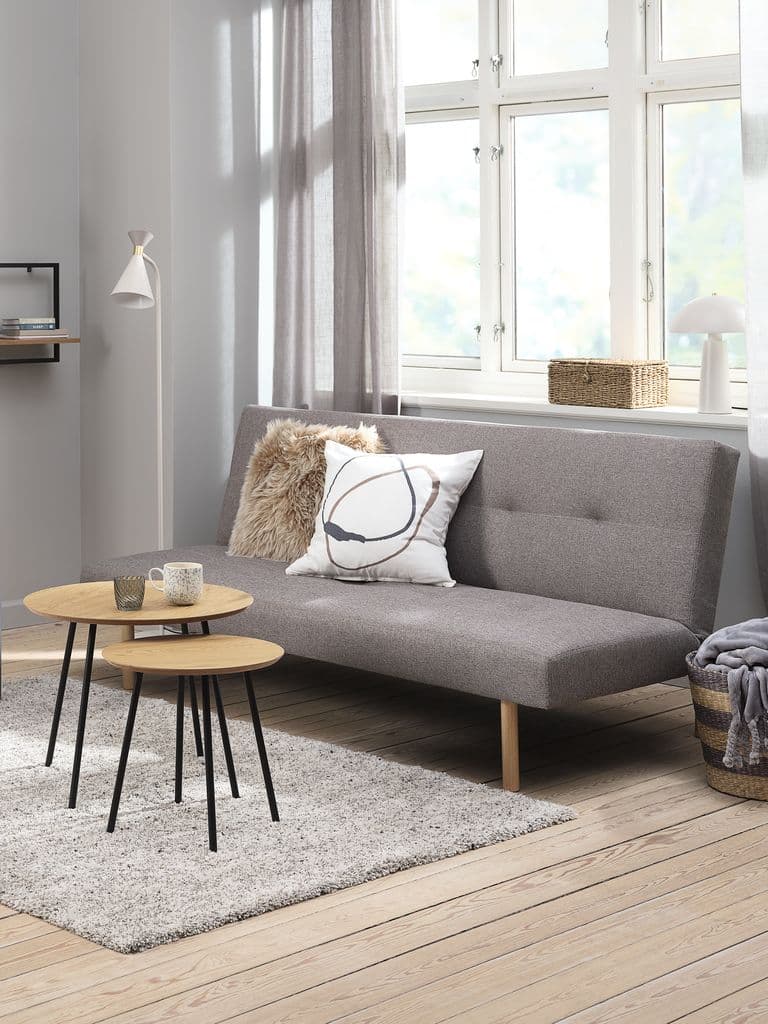 Sofá-cama HOLSTED tecido cinzento