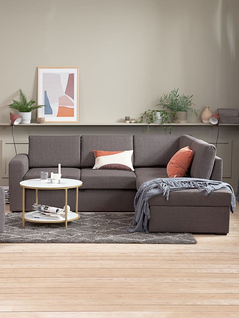 Sofá-cama chaise-longue BEDSTED cinzento