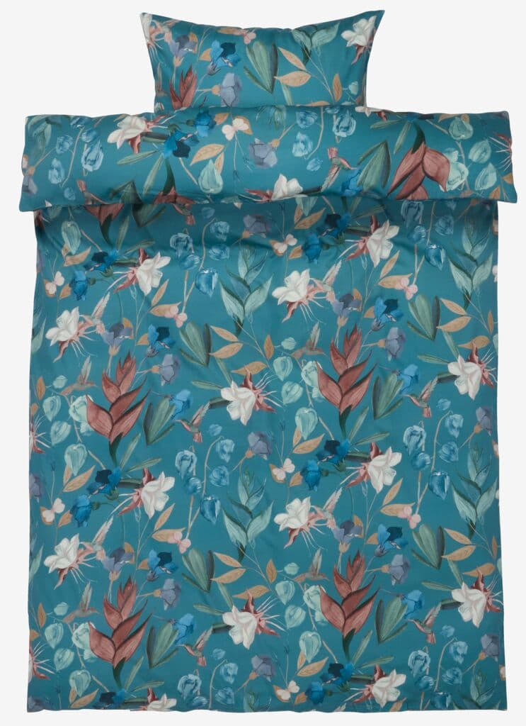 Conjunto capa edredão acetinado BERTHA 155x220 azul
