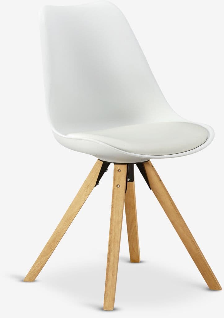 Cadeira de jantar BLOKHUS pele sintética branco/natural