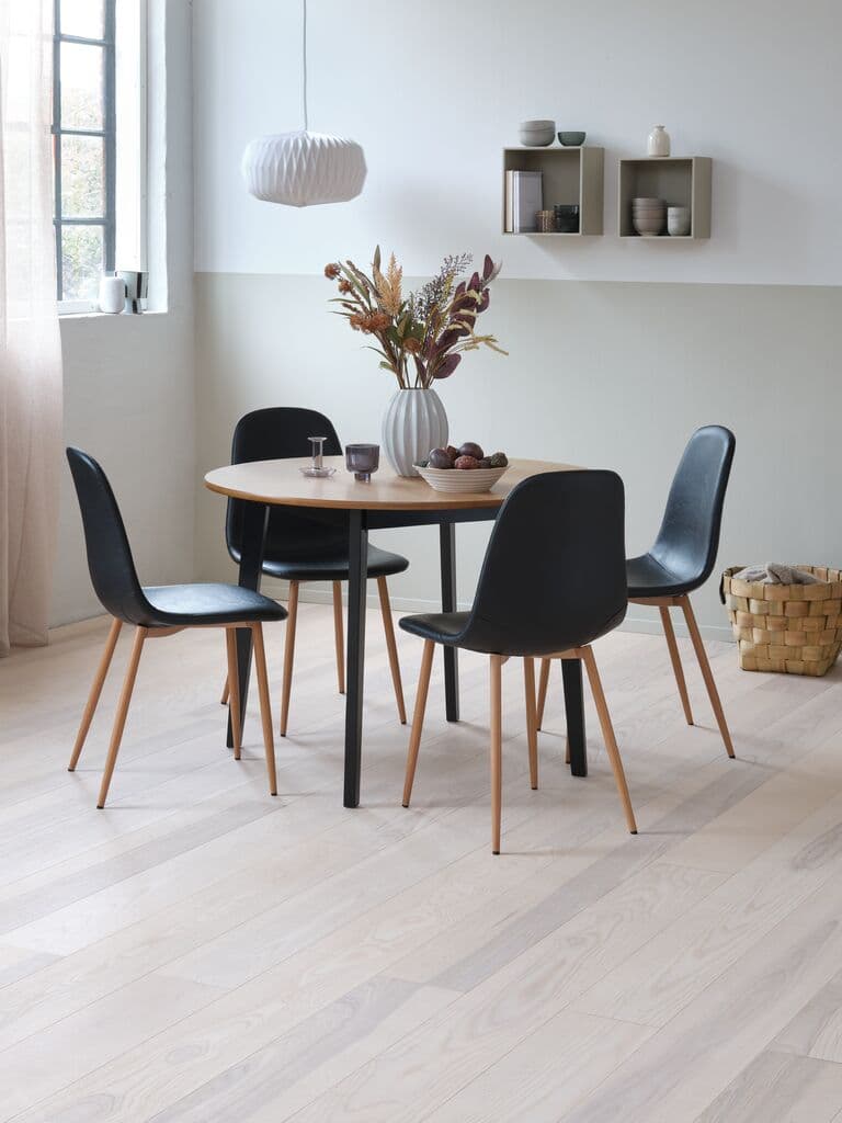 Mesa de jantar JEGIND Ø105 carvalho/preto