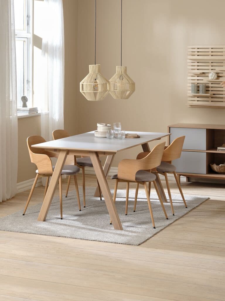 Mesa de jantar EGEBJERG 90x160/250 cinzento claro/carvalho