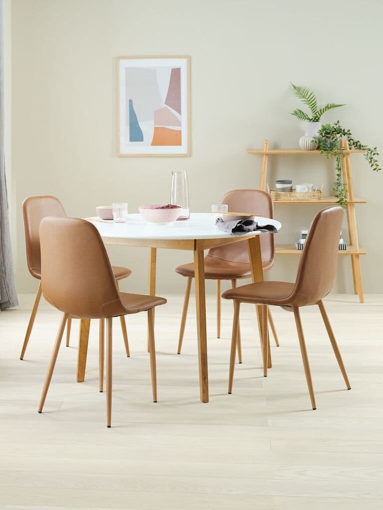 Mesa de jantar JEGIND Ø105 branco/natural