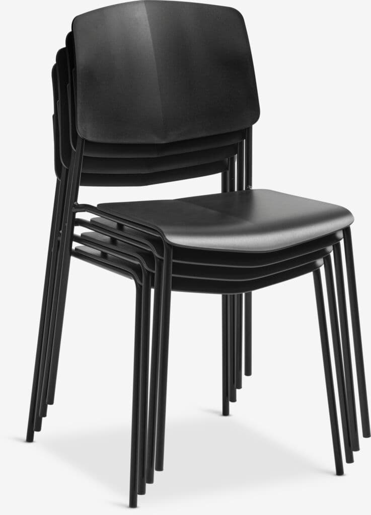 Cadeira de jantar STABY empilhável preto