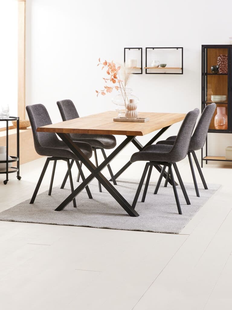 Cadeira de jantar HYGUM giratória cinzento/preto