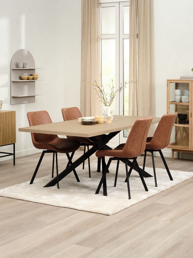 Mesa de jantar NORTOFT 95x200 carvalho/preto