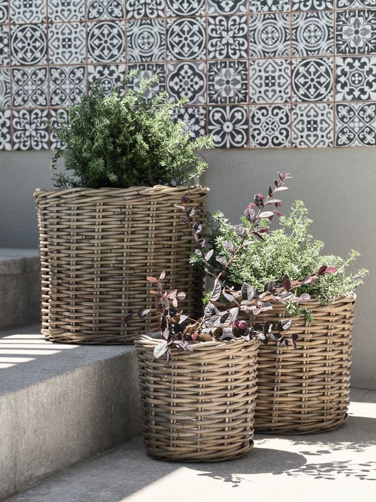 Cesto de jardim SANSEBIE Ø40/33/25 kubu natural 3 unidades