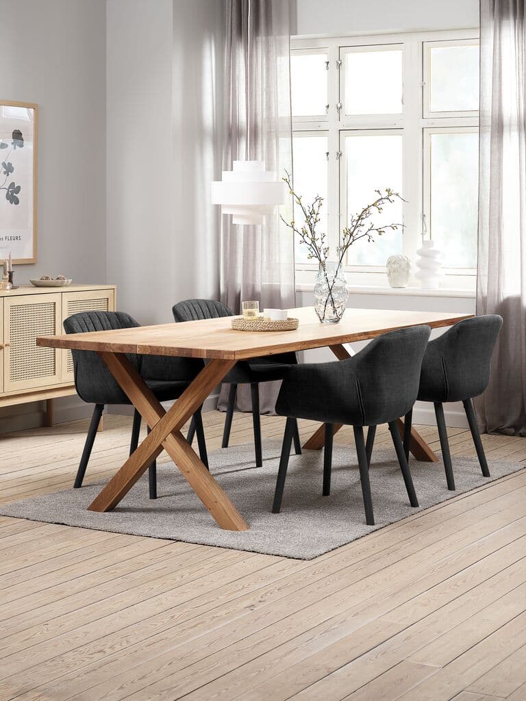 GRIBSKOV C230 mesa carvalho + 4 ADSLEV cadeiras antracite