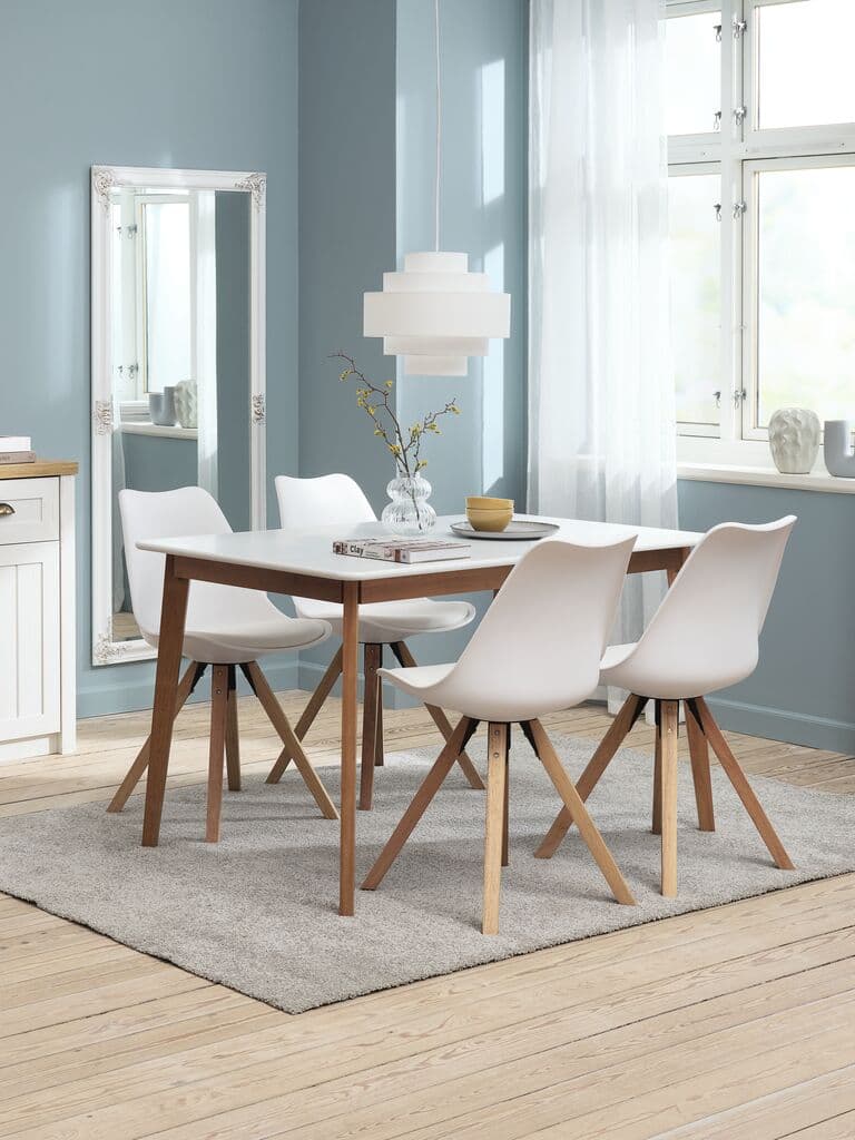 JEGIND C130 mesa branco + 4 BLOKHUS cadeiras branco