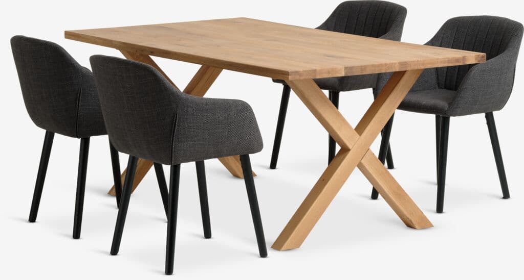 GRIBSKOV C180 mesa carvalho + 4 ADSLEV cadeiras antracite