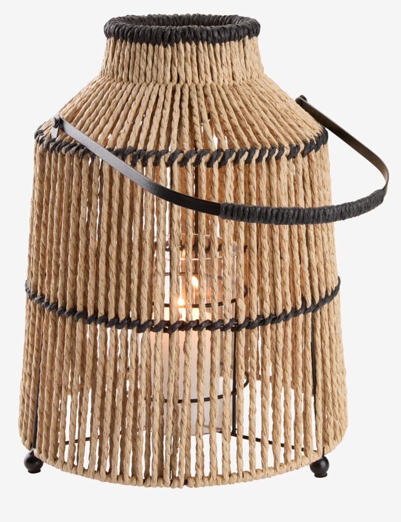 Lanterna MAALTHE Ø27xA35cm natural/preto