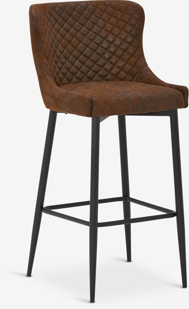 Cadeira de bar PEBRINGE com encosto tecido castanho/preto