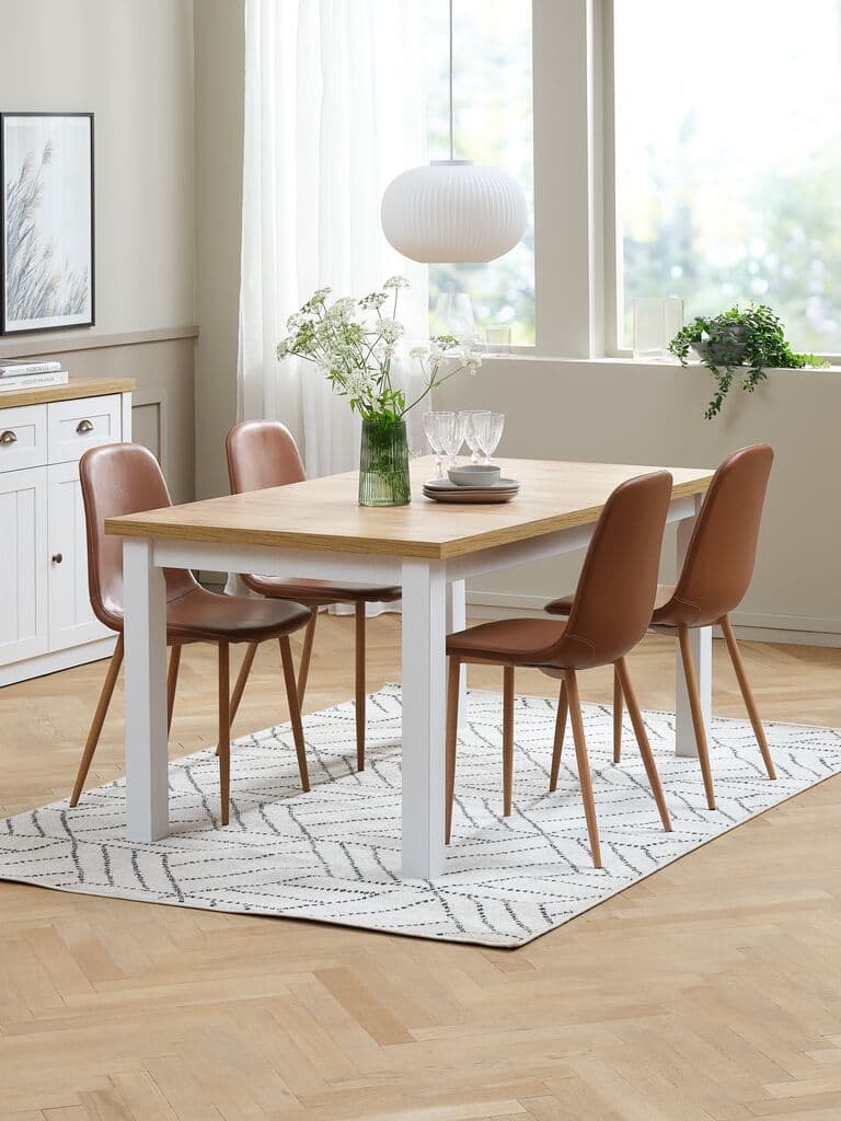 MARKSKEL C150/193 mesa + 4 JONSTRUP conhaque/carvalho